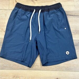 Vuori Mens Kore Shorts Lined Drawstring Inseam 7” Blue Waist 28” Small EUC